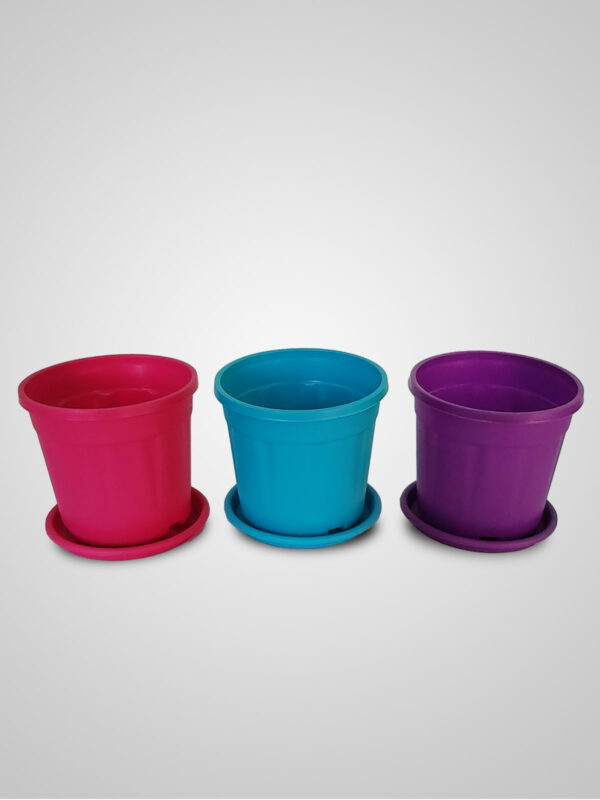 HRPL – 4 Inch Multicolor Decovative Round Pots with base Plate (Pack of 6) DECORATIVE POTS DECORATIVE POTS