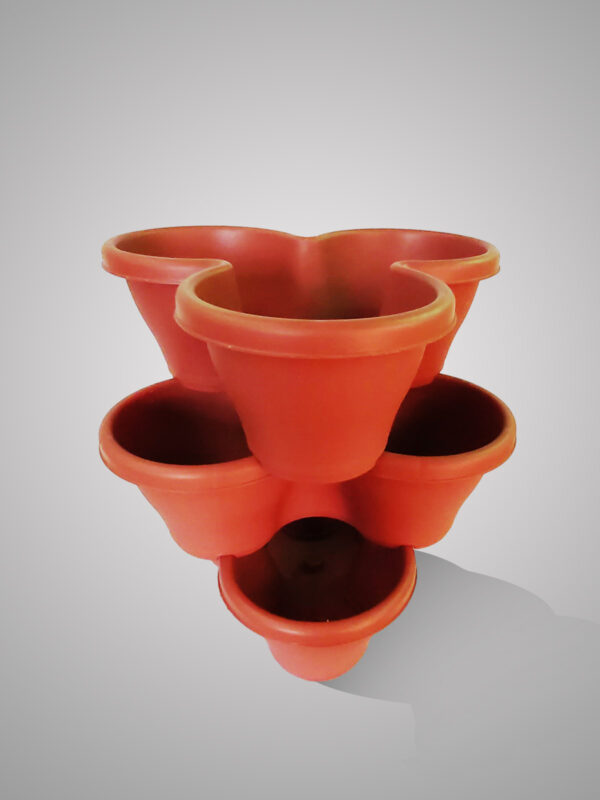 HRPL – 3 Tiered Brown Color Flower tower set of one DIFFERENT SHAPED POTS DIFFERENT SHAPED POTS
