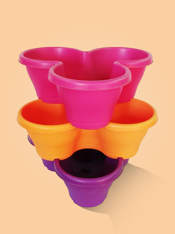 HRPL – 3 Tiered Multicolor Flower Pots set of one DIFFERENT SHAPED POTS DIFFERENT SHAPED POTS
