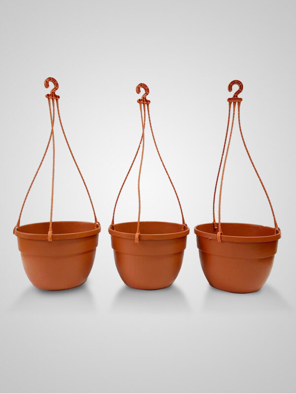 HRPL – Brown Color plain Round Hanging Pots
 (Set of 4) BALCONY PLANTERS BALCONY PLANTERS
