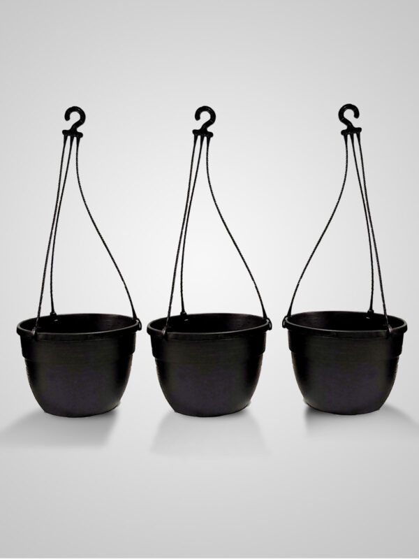 HRPL – Black Color plain Round Hanging Pots (Set of 6) BALCONY PLANTERS BALCONY PLANTERS