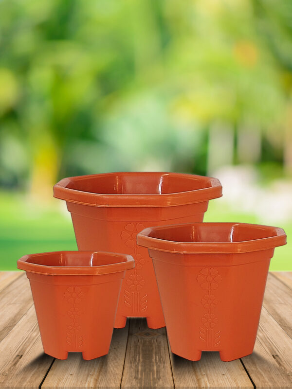 HRPL – Tulsi Hexagonal Pots #104 (Pack of 6) FLOWER POTS flower pots